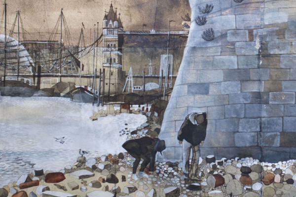 CHARALAMBOUS On the Foreshore, 2014, mixed media on Khadi paper, 112 x 151 cm DETAIL